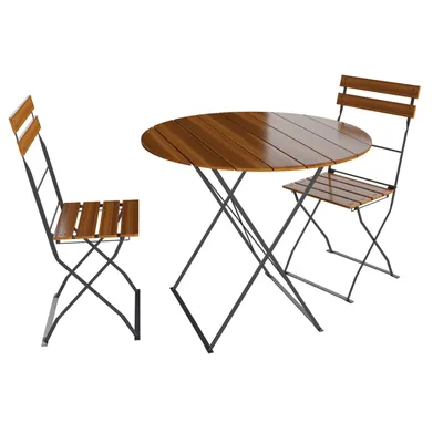 Produktbild von Biergarten Set Sitzgruppe Biergartengarnitur Biergartenmöbel  Stuhl Tisch Garnitur Ø 80 cm 3tlg.