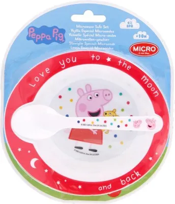Image de Peppa Pig vaisselle pour micro-ondes 2pcs cuillère & bol (10+M) Peppa Wutz
