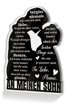 Produktbild von Acrylschild "An meinen Sohn" Geschenk von Mama mit Botschaft für Kinderzimmer