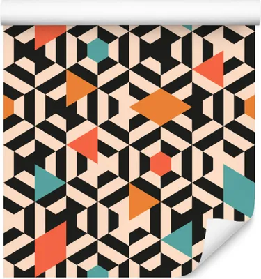 Obrázok produktu pre 10m VLIES WALLPAPER rolka geometria trojuholníky vzor retro XXL