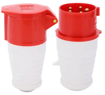 Obrázok produktu pre 16A, 5-pinový priemyselný konektor, 3 fázy, stupeň ochrany IP44, vodotesný, 220-380V/240-415V, 3P+N+E