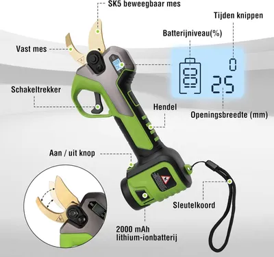 Immagine prodotto di Potatore elettrica – potatore a batteria, senza fili – con batteria ricaricabile e display LCD