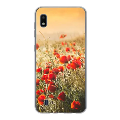 Produktbild von MuchoWow® Handyhülle Schutzhülle Hülle für Samsung Galaxy A10 Sonnenstrahlen über einem Mohnblumenstrauß Silikon Softcase Handy Hülle - Schutzhülle
