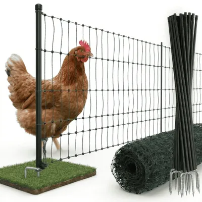 Produktbild von Agrarzone Geflügelnetz 25m x 112cm, Doppelspitze, nicht elektrifizierbar - Mobiler Hühnerzaun Weidezaun Hühner Geflügel Hundezaun Haustierzaun