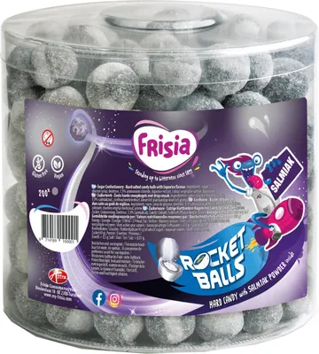 Produktbild von Frisia Rocketballs Salmiak - Hartkaramellen mit Salmiakpulver gefüllt - 200 Stück