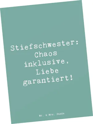 Produktbild von Mr. & Mrs. Panda Postkarte Spruch Stiefschwester Liebe - Meeresbrise - Geschenk, Familienleben, Postkarten, Ansichtskarten, Geschwisterbeziehung, Grußkarte, bildkarte