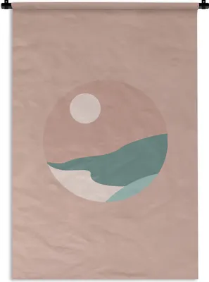 Produktbild von MuchoWow® Wandteppich Wandbehang Sommer - Sonne - Strand - Rosa 60x90 cm Tapisserie Dekoration Wandtuch - Foto-Teppich - Abwaschbar