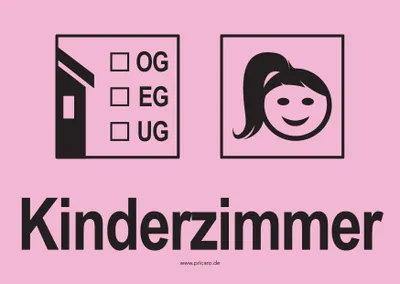 Produktbild von PRICARO Umzugsaufkleber "Kinderzimmer 2" rosa, A6, 15 Stück