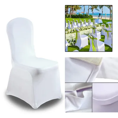 Immagine prodotto di Copri-sedie per matrimoni e cerimonie Copri-sedie elasticizzati per sedie da banchetto, con o senza gonna, 90x45x45 cm, bianchi, 200 pezzi