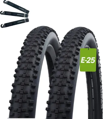 Zdjęcie produktu dla 2 x opony rowerowe Schwalbe Smart Sam ADDIX Performance Line czarne/odblaskowe 65-584 (27,5 x 2,60) wraz z łyżką do opon maxxu4you