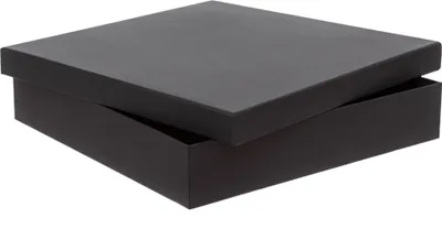 Produktbild von Pappschachtel 33,5 x 33,5 x 6,5 cm, Schwarz, mit Deckel, Geschenkschachtel