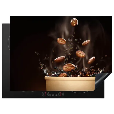 Produktbild von KitchenYeah© Herdabdeckplatte Kaffee - Schwarz - Kaffeebohnen , 70x52cm, Küche Deko, Glaskeramikkochfeld Herdabdeckung, Abdeckplatte fùr Kochfeld