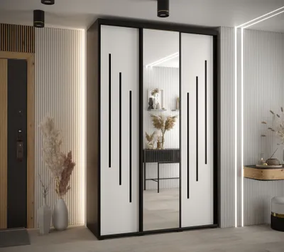 Obrázok produktu pre Šatníková skriňa ASIRI 9 - 160/45 cm, čierna / biela / čierna