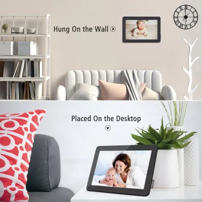 Image de Cadre photo numérique WiFi 10,1 pouces, affichage « nuage », écran IPS,tactile, 16 Go de mémoire, rotation automatique, partage de photos via l'application avec Stä