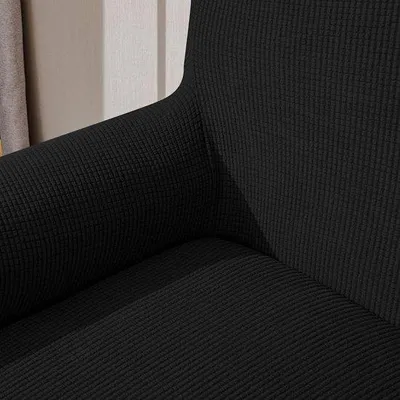 Produktbild von Dehnbarer Sofabezug, Sofabezüge, Jacquard-Sofabezüge für Sofa, Sessel, 3-Sitzer (Schwarz, 185-235 cm)