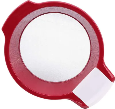 Produktbild von Haushaltssieb, Durchschlag, Edelstahlgewebe, Mehlsieb aus Kunststoff, zum Sieben von Tee, Mehl, Zucker usw., wird mit einem Schaber geliefert.