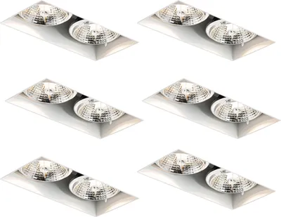 Produktbild von QAZQA - Modern Set mit 6 Einbaustrahlern weiß GU10 70 mm 2-flammig ohne Rahmen - Oneon I Wohnzimmer I Schlafzimmer - Stahl Rechteckig - LED geeignet GU10