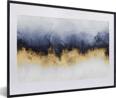 Produktbild von MuchoWow® Gerahmtes Poster Abstrakt - Gold - Luxus 60x40 cm - Poster mit Schwarzem Bilderrahmen Wandposter Rahmen Foto Bilder - Schlafzimmer - Plakat in Rahmen - Drucken