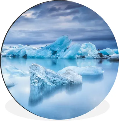 Produktbild von MuchoWow® Aluminium Wandkreis Island - Eis - Natur Ø 90 cm Wanddeko Modern Wohnzimmer - Mauerkreis - Wandbilder - Runde Bild - Bild aus Aluminium - Schlafzimmer - Wohnzimmerdekoration - Wand Dekoration