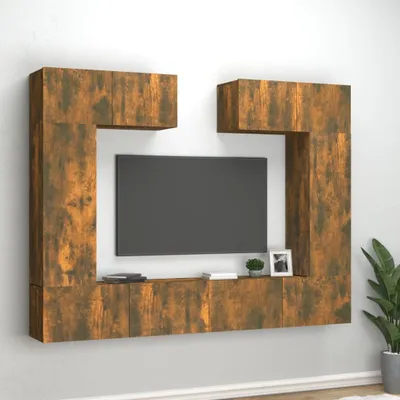 Produktbild von 6-tlg. TV-Schrank-Set Räuchereiche Holzwerkstoff , TV-Schränke Design 2024