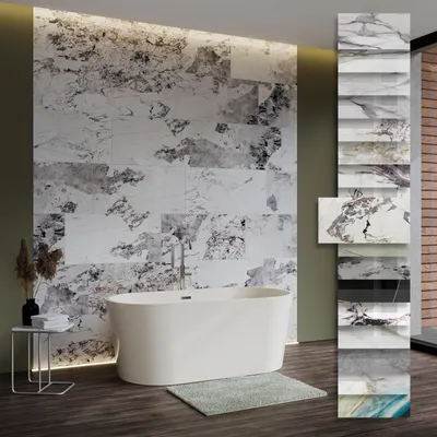 Produktbild von HEXIM Marmorplatten Optik 1-9 Stück 78x39cm SPC Granit Fliesen Steine Paneele Wand innen außen - A