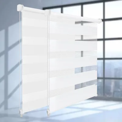 Produktbild von Doppelrollo DuoRollo Klemmfix ohne Bohren Seitenzug Fenster Rollo cremeweiß 60cm (56cm Stoffbreite) 150 cm