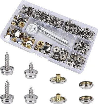Produktbild von Unyqoos® 50er Edelstahl Schraub‑Druckknopf-Set mit Montageset – Schraubnieten für Bootscanvas, Planen, Zelte & Persenning, korrosionsbeständig