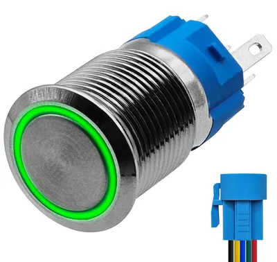 Produktbild von ProRide Metall-Momentanschalter 16 mm mit LED - 12/24 V - Grün