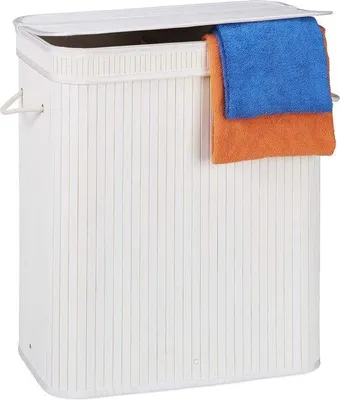 Produktbild von Famanu Wäschekorb mit Deckel - 95L Bambus Wäschebehälter