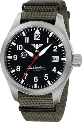 KHS AIRS.NSGO Herren-Armbanduhr Airleader Olivgrün/Stahl 1