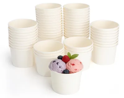 Imagen del producto de Vasos de cartón para helados, de 120 ml, paquete de 50 unidades, ideales para postres