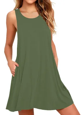 Produktbild von AUSELILY Ärmelloses Mini-Kleid für Damen Armeegrün M