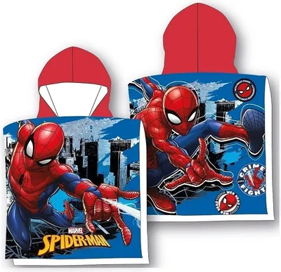Produktbild von Poncho-Strandtuch mit Kapuze für Kinder 55x110cm Spiderman