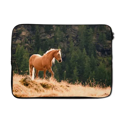 Produktbild von MuchoWow® Laptop Hülle 13 Zoll Haflingerpferd im gelben Gras Laptoptasche - Laptophülle - Sleeve - Rundumschutz