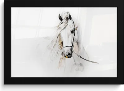 Produktbild von MuchoWow® MuchoWow® Gerahmtes Poster Pferd - Aquarell - Tiere - Weiß 30x20 cm - Poster mit zchwarzem Bilderrahmen - Kunstdruck - Bild-Poster