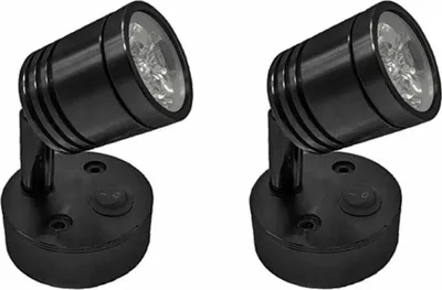 Produktbild von 2 Stück 12 V LED-Spot-Leselicht, Wandlampe, Nachttischlampe, verstellbarer Schalter, Wohnmobil, Wohnwagen, zylindrisch, flexibel, Innenbeleuchtung für Boot, Camper Van (schwarz) –