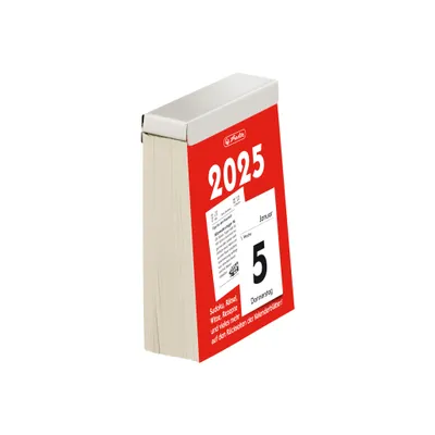 Produktbild von Herlitz Abreißkalender Gr.5 2025Mix 8.1 x 10.6 cm, Wand, Abreißen, Rot, Weiß, Deutsch, Tag, 12 Monat( e)