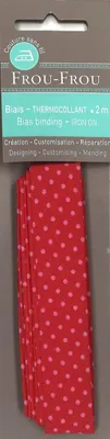 Productafbeelding van Strijkbaar schuin lint met rode stipjes, 20x2 meter