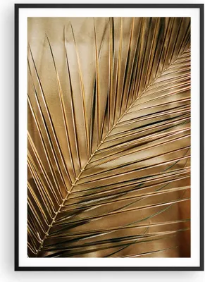 Produktbild von Gerahmtes Poster - Schwarzer Rahmen - Blatt Gold Pflanze - 70x100 cm - Wand Bild - Wanddeko - Wandbilder - Kunstposter - Wandposter - Bilderrahmen - Bilder - Kunstdruck - P2BPA70x100-5041