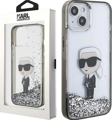 Produktbild von Karl Lagerfeld KLHCP15SLKKNSK iPhone 15 / 14 / 13 6.1" transparent hardcase Liquid Glitter Ikonik Schutzhülle