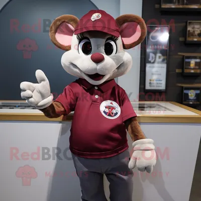 Produktbild von Kastanienbraune REDBROKOLY Maus Maskottchen Kostüm figur gekleidet in Jeans und Armbanduhren