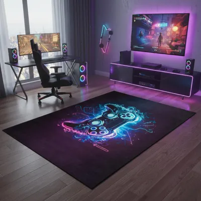 Produktbild von Tapiso Kinderteppich COSMO GAME mit buntem Gaming-Motiv, rutschfest, pflegeleicht 200 x 300 cm
