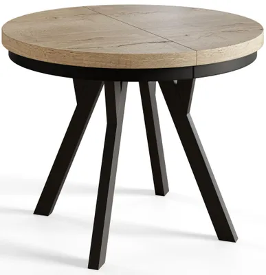 Produktbild von Esstisch Rund Evo, Moderner Esstich Ausziehbar, Tisch mit Stabile Konstruktion, Durchmesser 80 - 130 cm, Farbe Halifax