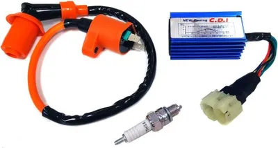 Imagen del producto de Kit de encendido de alto rendimiento para motores GY6 de 50/125/150cc, que incluye bobina de encendido, bujía y unidad de encendido CDI