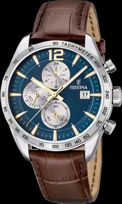 Produktbild von Festina Timeless Chrono Armbanduhr Lederband Edelstahlgehäuse F16760/7