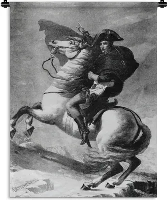 Produktbild von MuchoWow® Wandteppich Wandbehang Illustration von Napoleon Bonaparte in schwarz-weiß auf einem Pferd 90x120 cm Tapisserie Dekoration Wandtuch - Wanddeko