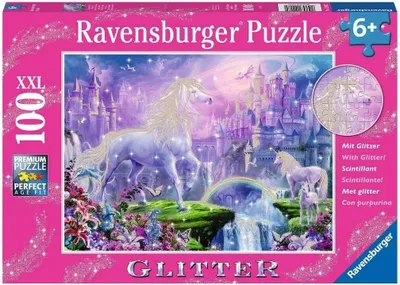 Produktbild von RAVENSBURGER Glitzerpuzzle Einhorn Königreich XXL 100 Teile