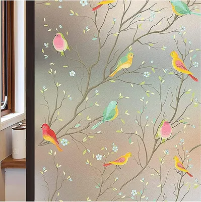 Produktbild von Bemalte Fensterfolie, bunte Dekofolie für Glas-Sonnenschutzfenster, selbstklebender Vogel-Fensteraufkleber, 45 cm x 2 Meter