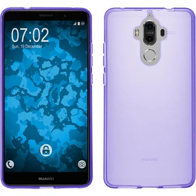 Produktbild von PhoneNatic Case kompatibel mit Huawei Mate 9 - lila Silikon Hülle transparent + 2 Schutzfolien