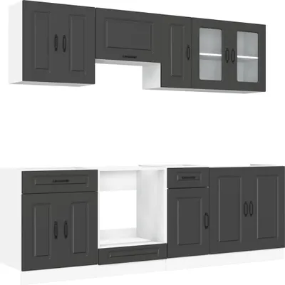 Produktbild von 8-tlg. Küchenschrank-Set Kalmar Schwarz Holzwerkstoff